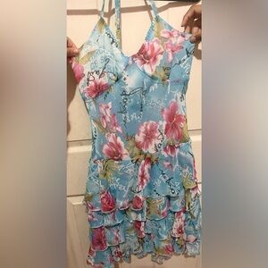 Vintage Marc Jacob fFloral Halter Dress with Ruffle Skirt